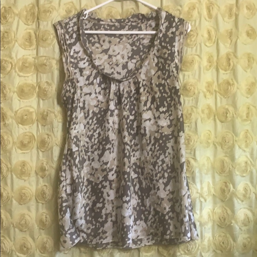 L Tan, cream, grey sleeveless dress shirt no tag